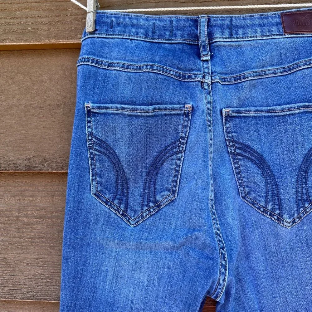 Hollister Curvy Ultra High-Rise Super Skinny Womens Ripped Blue Jeans W28 L30 Si - Picture 11 of 12